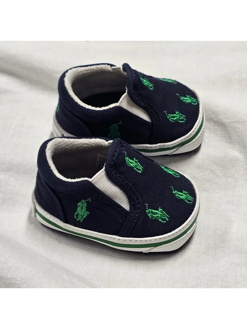 NIB Ralph Lauren Layette Baby Shoes Pony Allover Bal Harbour Newborn 0 Navy Blue